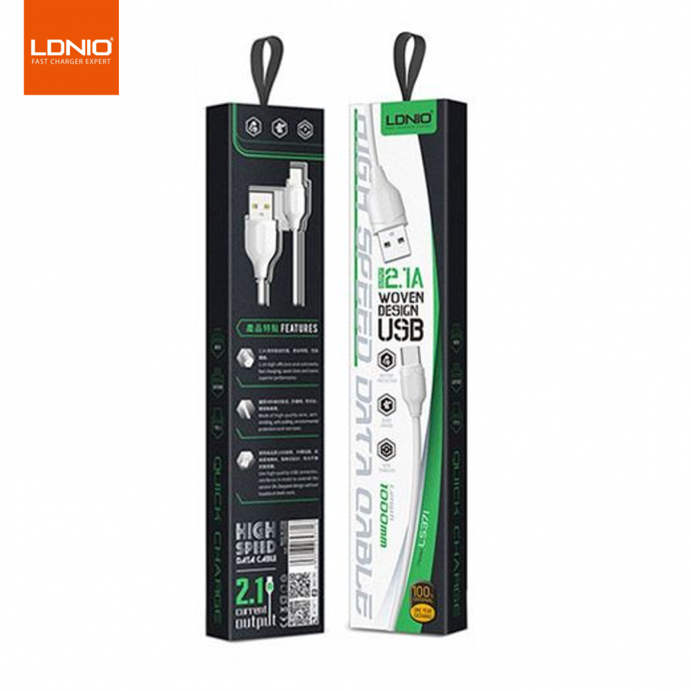 Cable type c charge rapide 2.1A 1M LDNIO LS371
